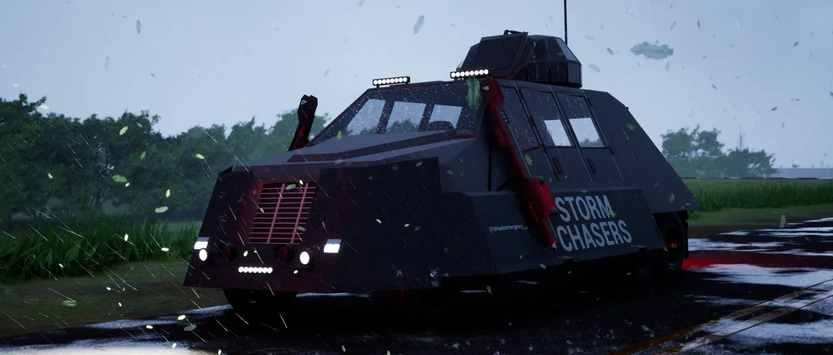 Tornado approaching intercept vehicle